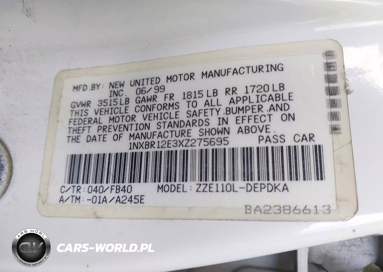 1999 Toyota Corolla Ce VIN:1NXBR12E3XZ275695 - 9