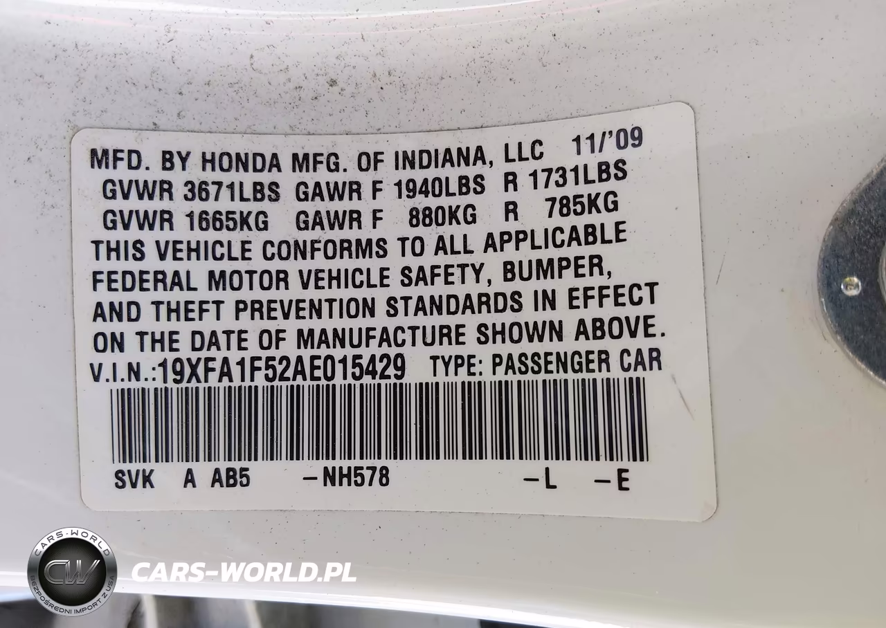 2010 Honda Civic Lx VIN:19XFA1F52AE015429 - 9