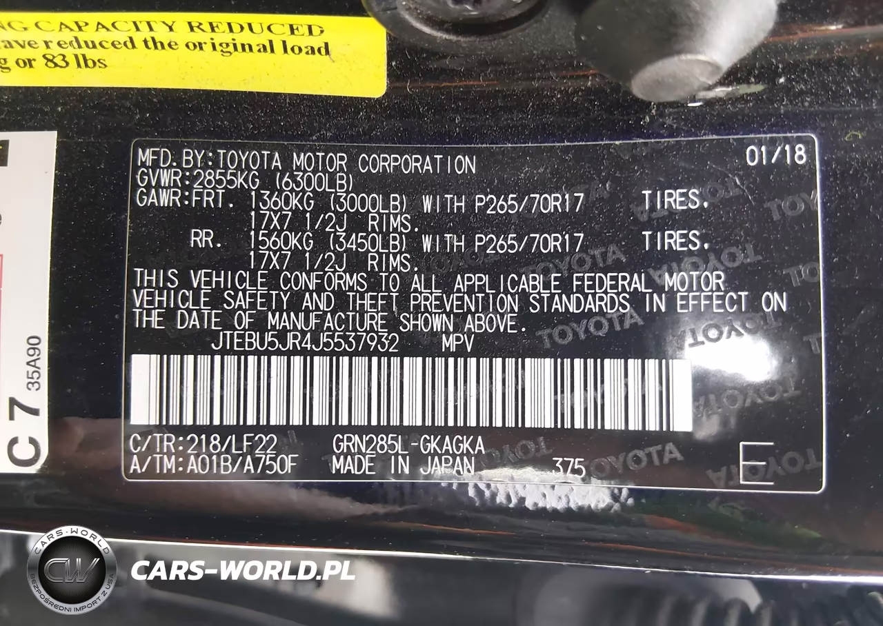 2018 Toyota 4Runner Trd Pro VIN:JTEBU5JR4J5537932 - 9