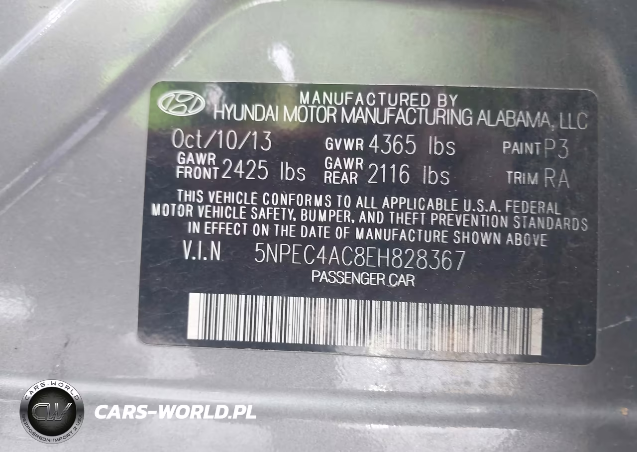 2014 Hyundai Sonata Se VIN:5NPEC4AC8EH828367 - 9