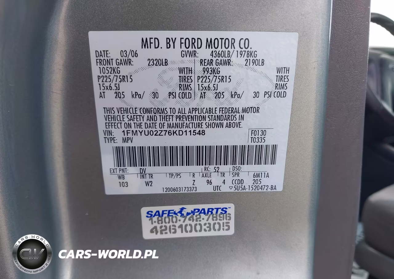2006 Ford Escape Xls-Xls Manual VIN:1FMYU02Z76KD11548 - 9