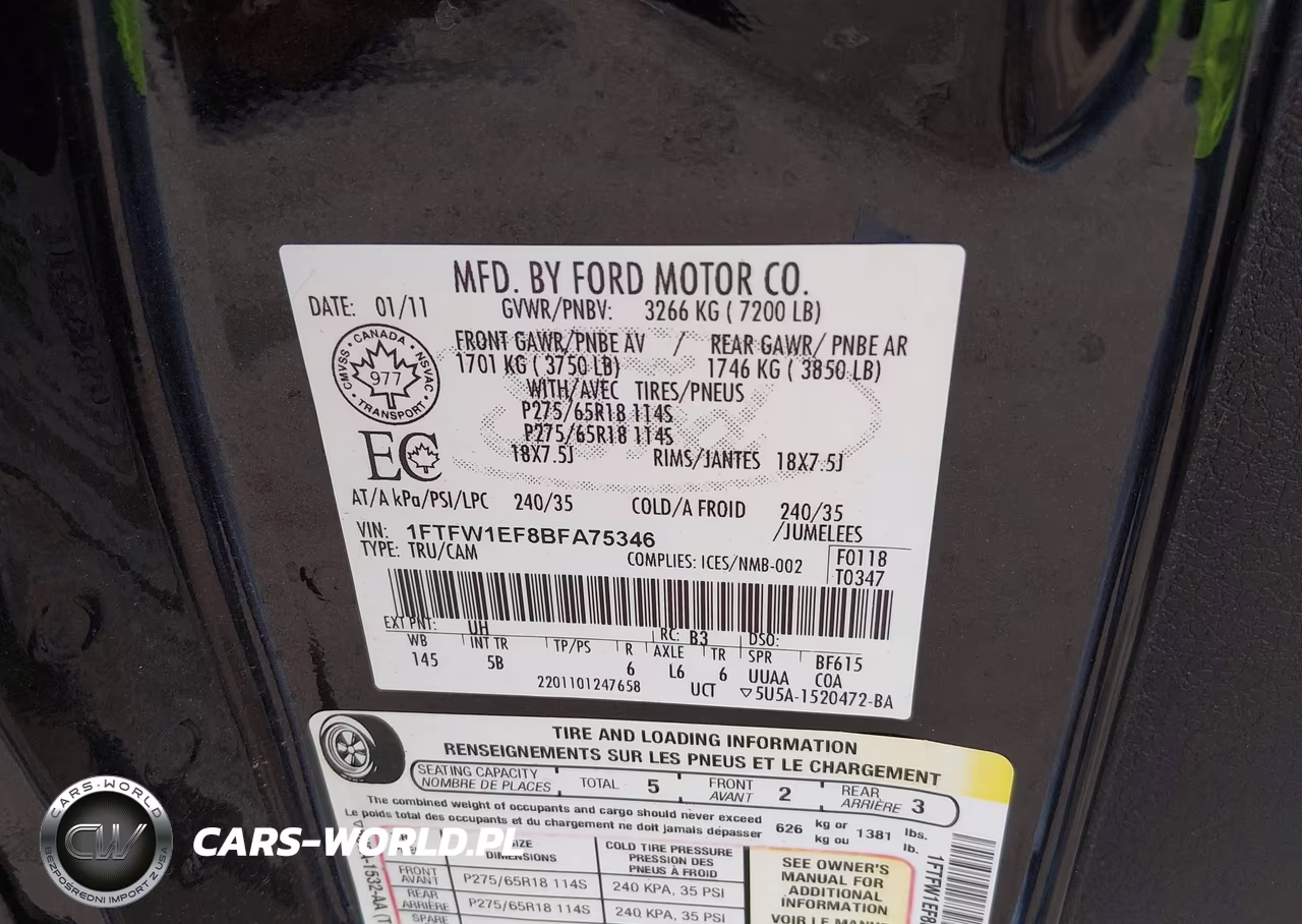2011 Ford F-150 Fx4 VIN:1FTFW1EF8BFA75346 - 9