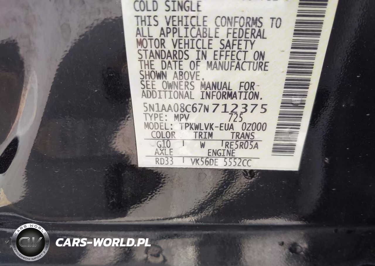 2007 Nissan Armada Le VIN:5N1AA08C67N712375 - 9