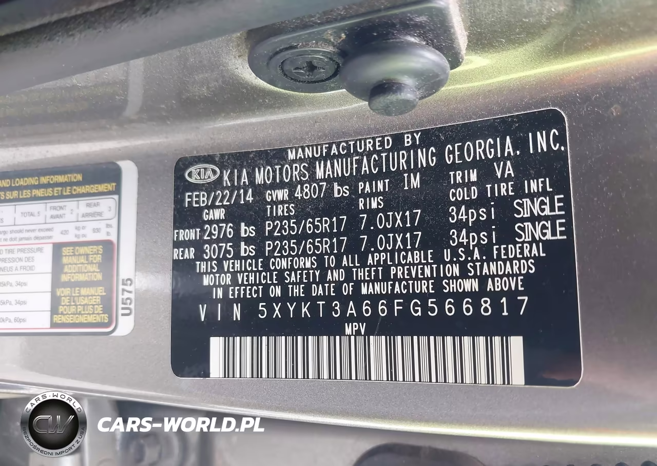 2015 Kia Sorento Lx VIN:5XYKT3A66FG566817 - 9
