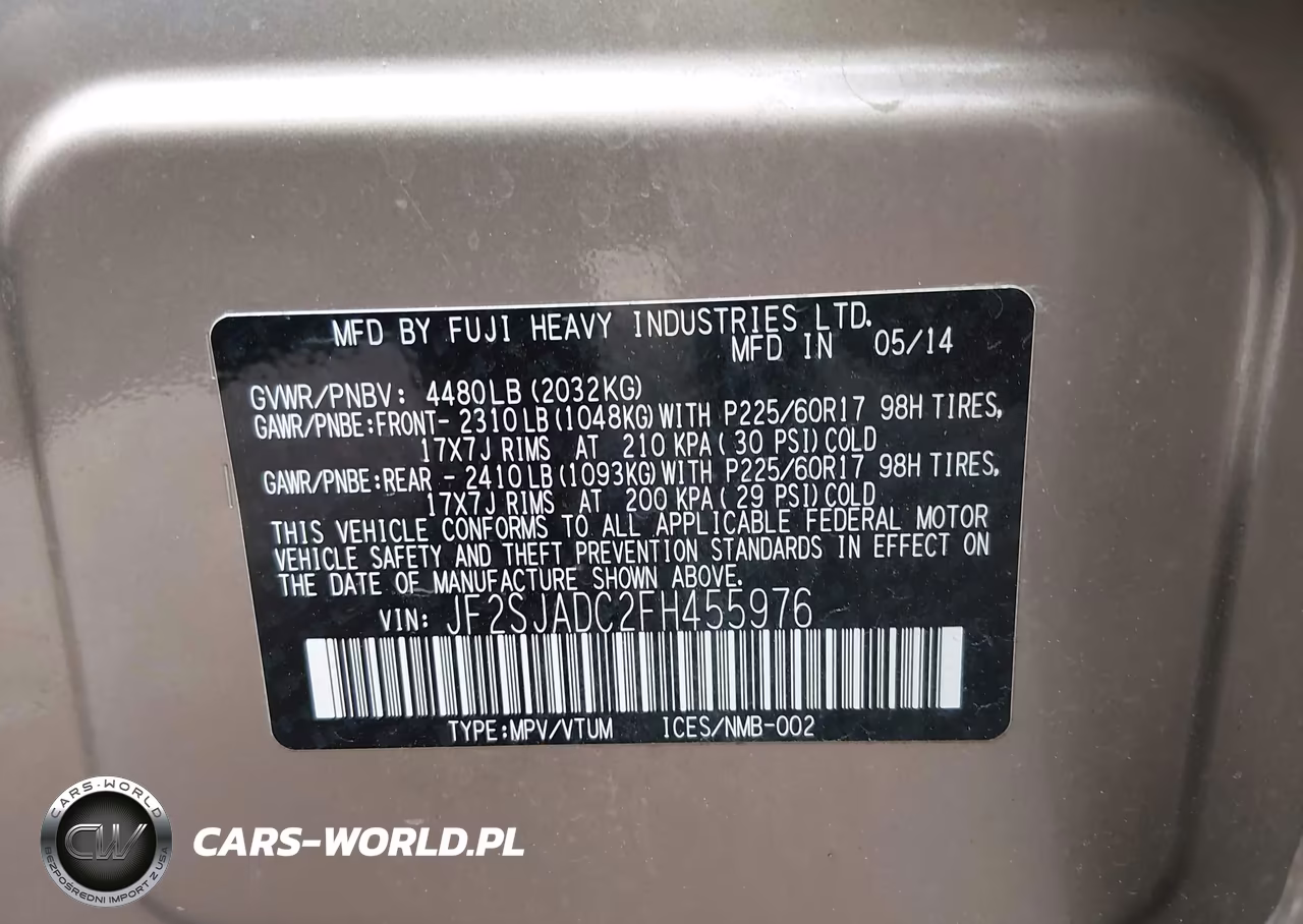 2015 Subaru Forester 2.5I Premium VIN:JF2SJADC2FH455976 - 9