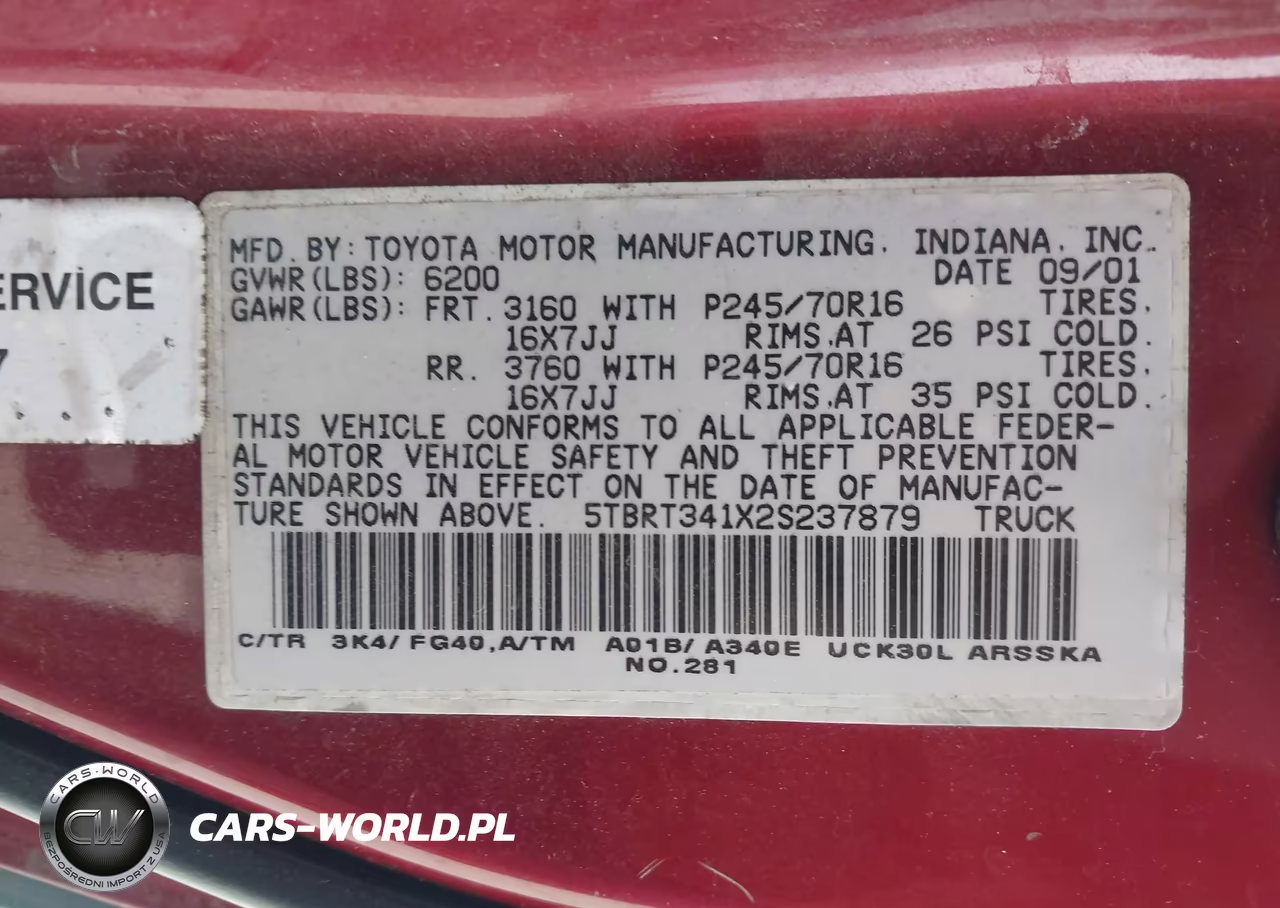 2002 Toyota Tundra Sr5 V8 VIN:5TBRT341X2S237879 - 9