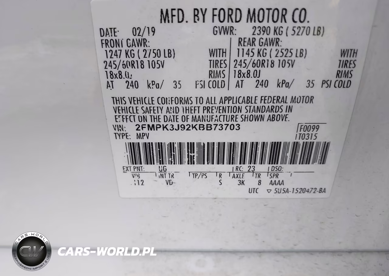 2019 Ford Edge Sel VIN:2FMPK3J92KBB73703 - 9