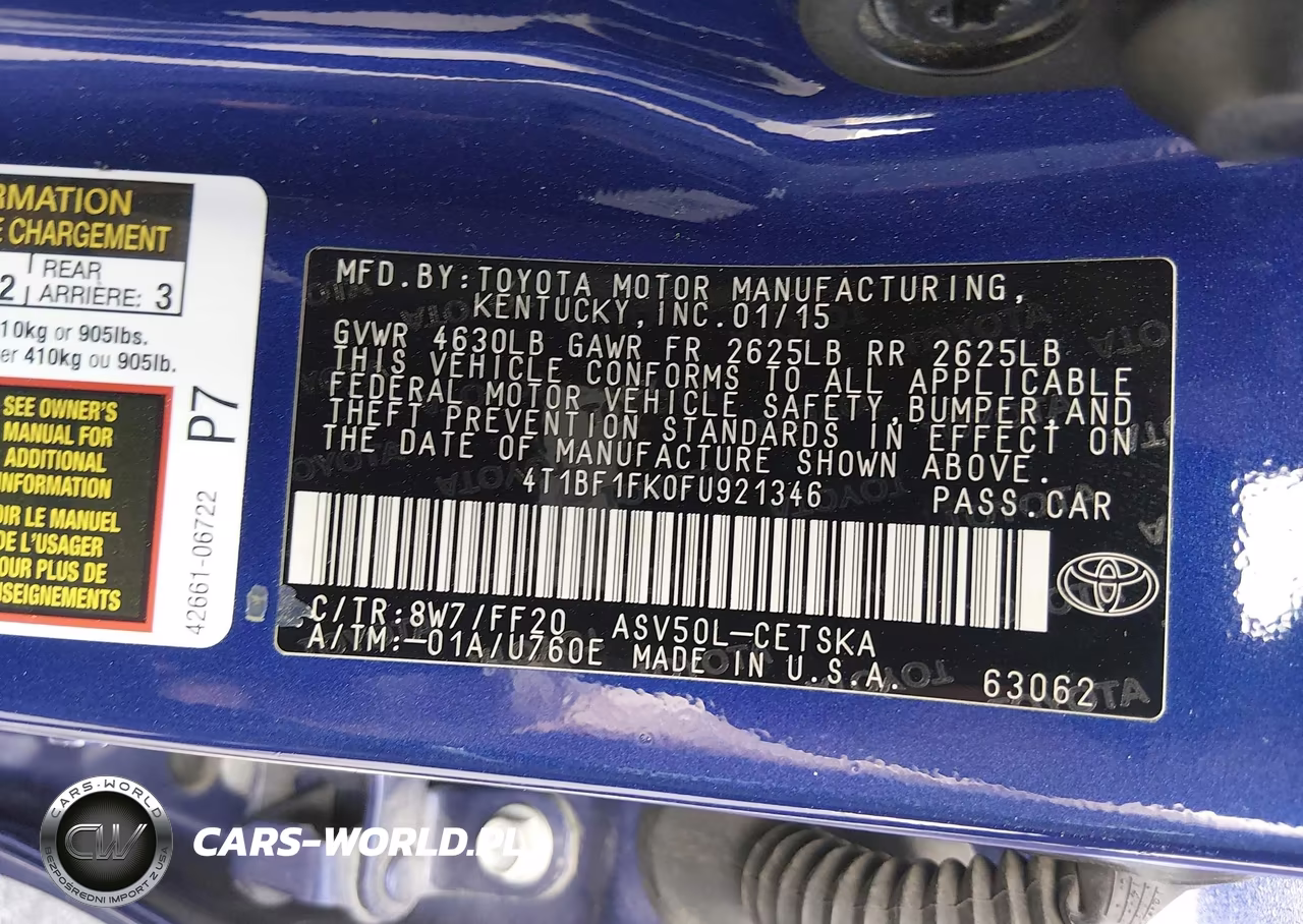 2015 Toyota Camry Se VIN:4T1BF1FK0FU921346 - 9
