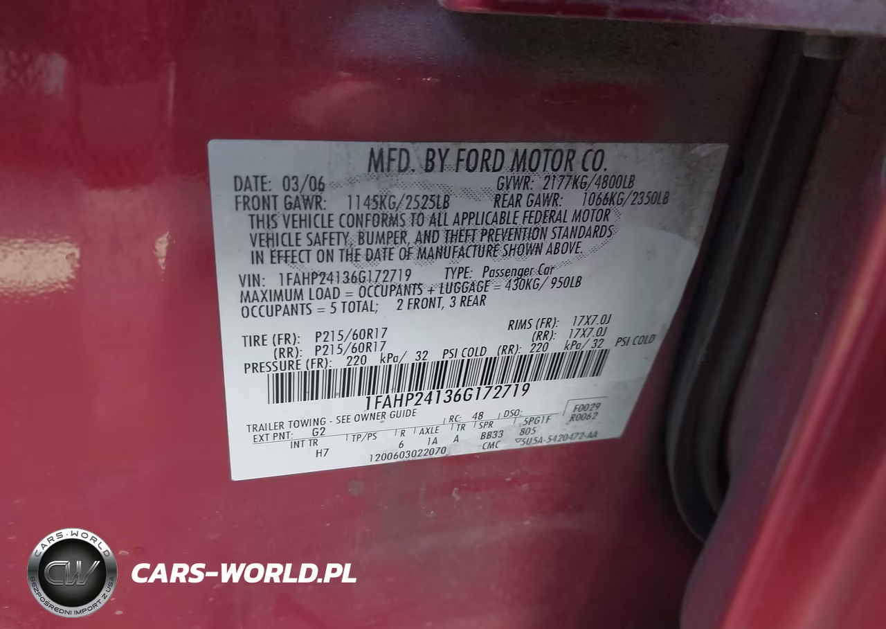 2006 Ford Five Hundred Sel VIN:1FAHP24136G172719 - 9