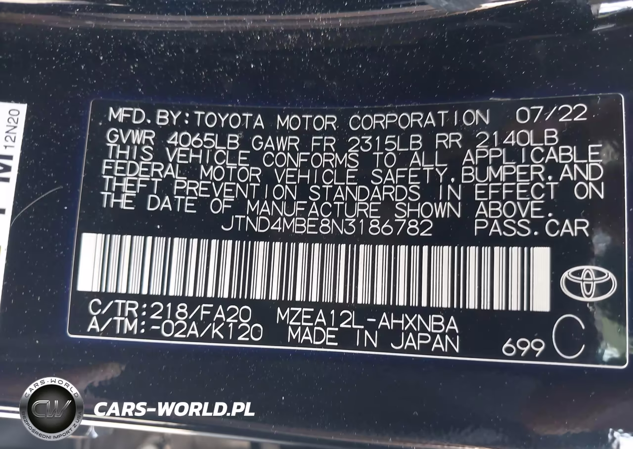 2022 Toyota Corolla Se Nightshade Edition VIN:JTND4MBE8N3186782 - 9