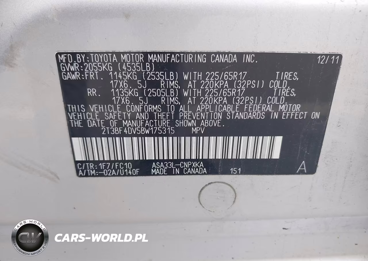 2011 Toyota Rav4 VIN:2T3BF4DV5BW175315 - 9
