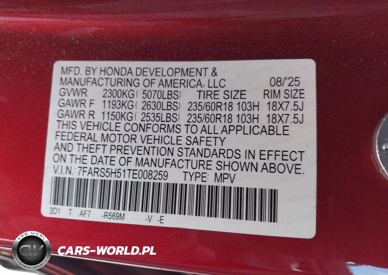 2026 Honda Cr-V Hybrid 2Wd Sport VIN:7FARS5H51TE008259 - 9