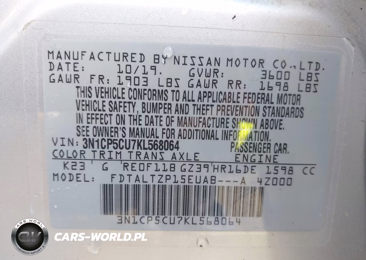 2019 Nissan Kicks Sr VIN:3N1CP5CU7KL568064 - 9