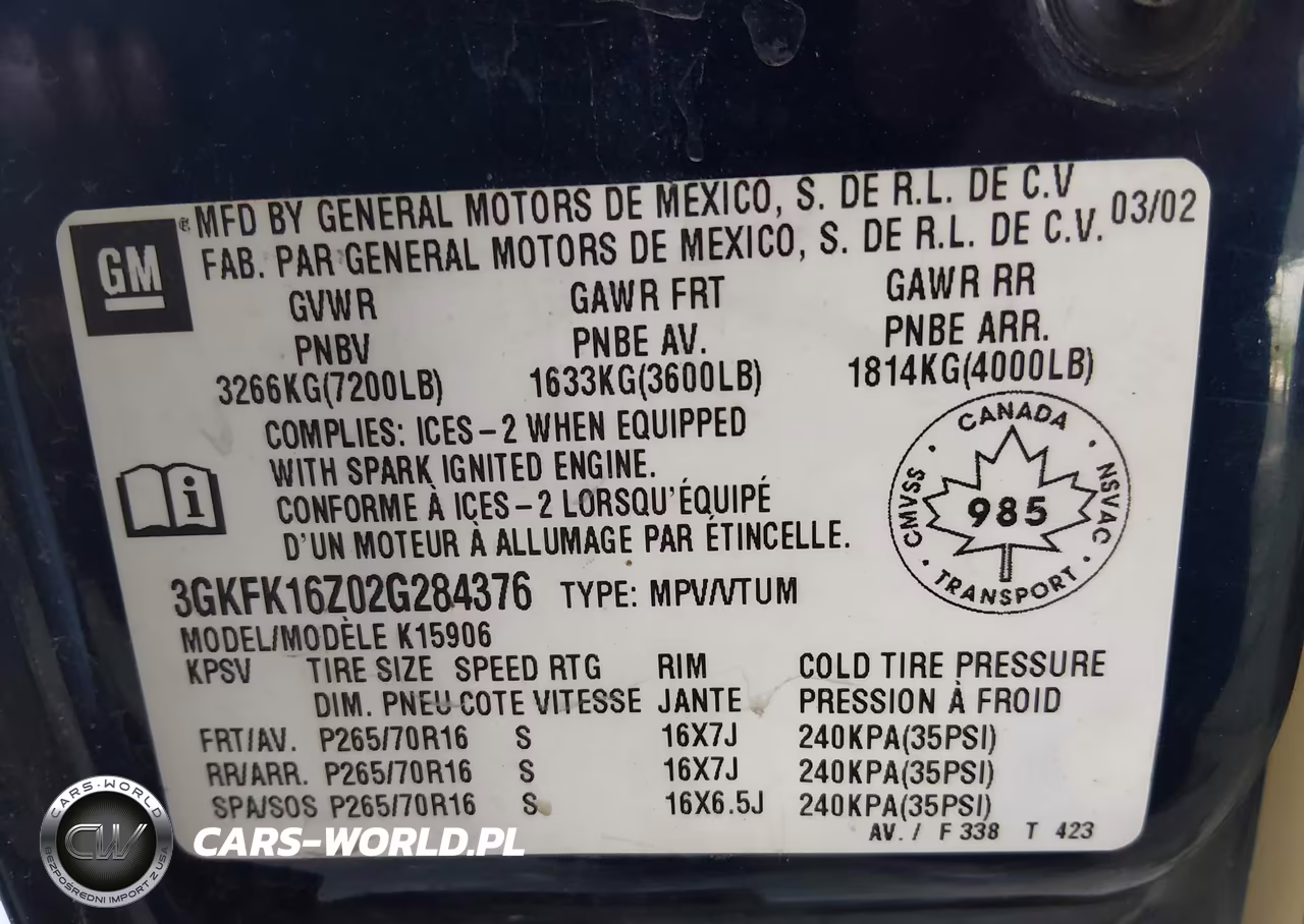 2002 GMC Yukon Xl K1500 VIN:3GKFK16Z02G284376 - 9