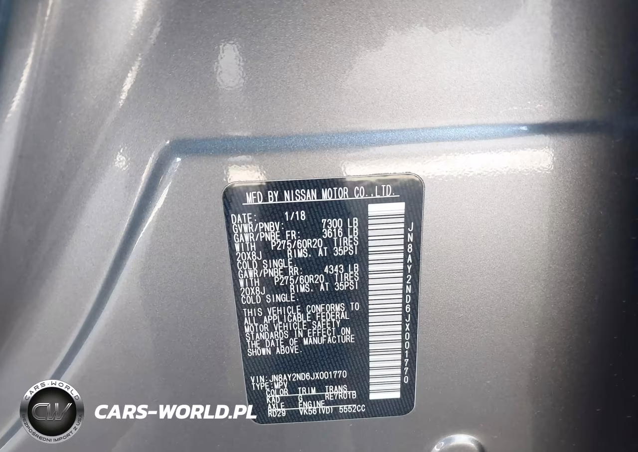 2018 Nissan Armada Sl VIN:JN8AY2ND6JX001770 - 9