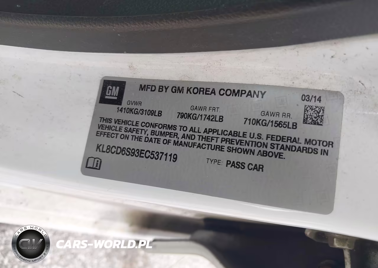 2014 Chevrolet Spark 1Lt Auto VIN:KL8CD6S93EC537119 - 9