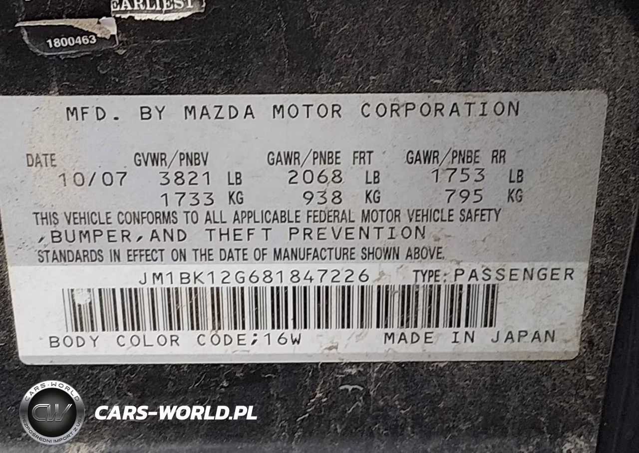 2008 Mazda Mazda3 I VIN:JM1BK12G681847226 - 9