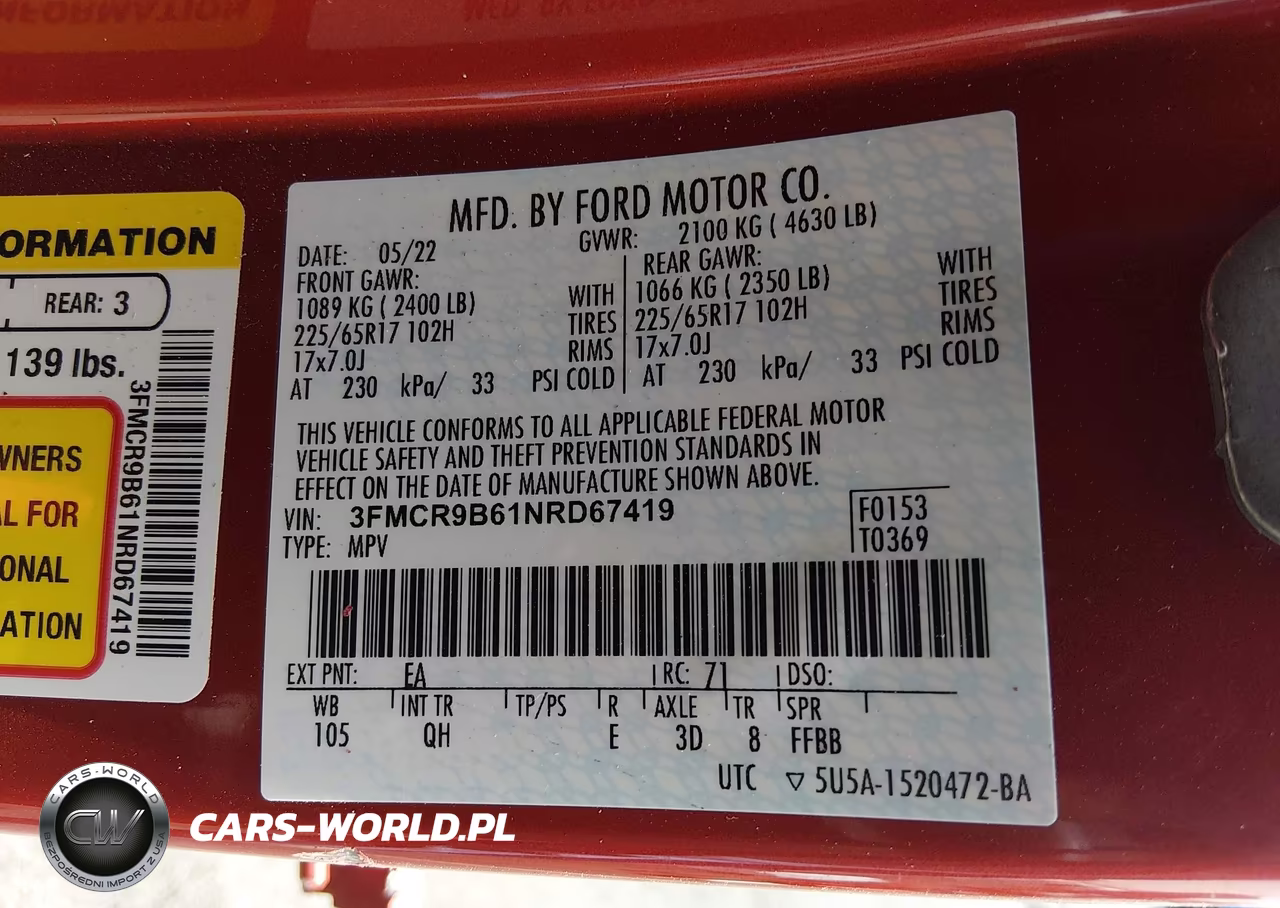 2022 Ford Bronco Sport Big Bend VIN:3FMCR9B61NRD67419 - 9