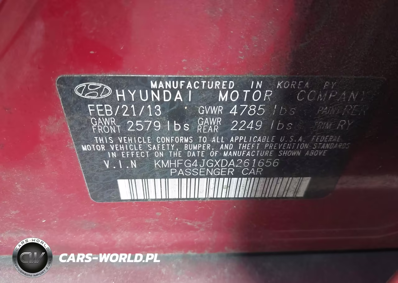 2013 Hyundai Azera VIN:KMHFG4JGXDA261656 - 9