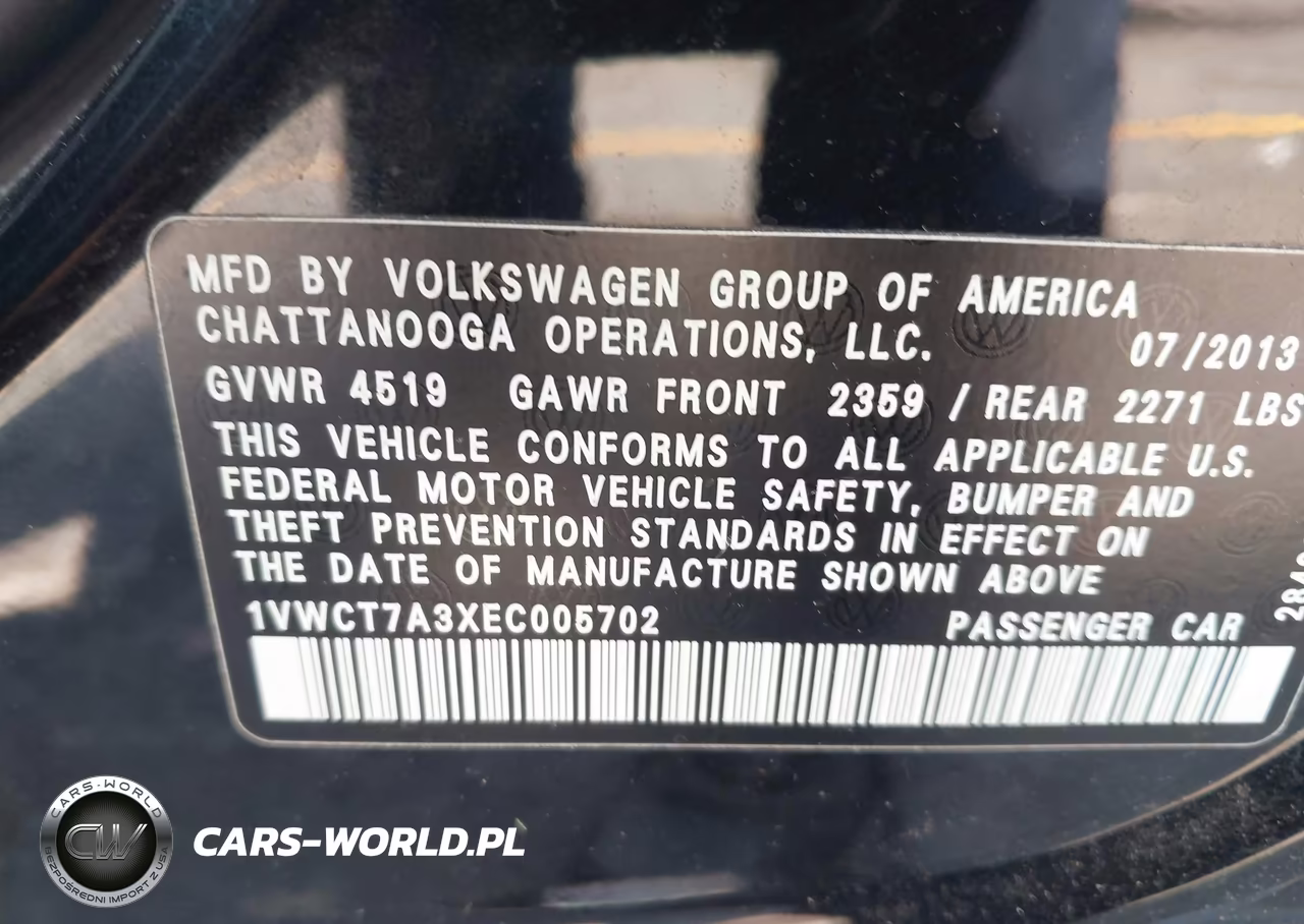 2014 Volkswagen Passat 1.8T Sel Premium VIN:1VWCT7A3XEC005702 - 9