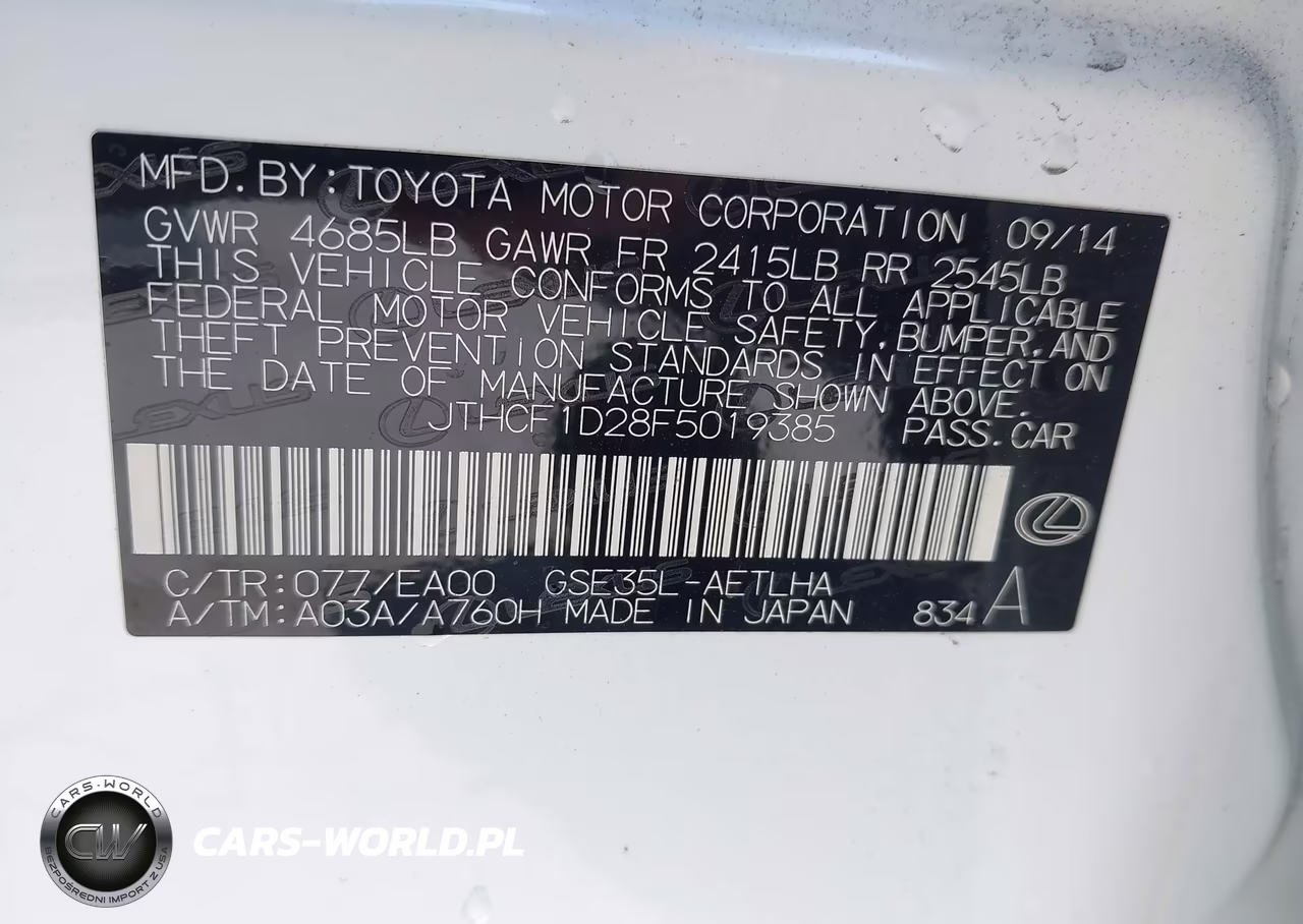 2015 Lexus Is 250 VIN:JTHCF1D28F5019385 - 9