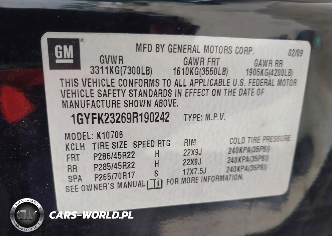 2009 Cadillac Escalade Standard VIN:1GYFK23269R190242 - 8