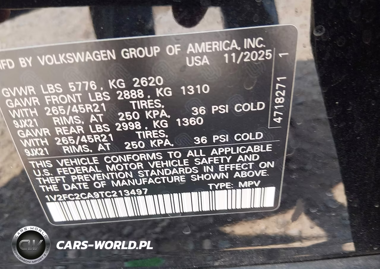 2026 Volkswagen Atlas Cross Sport Sel Premium R-Line VIN:1V2FC2CA9TC213497 - 9