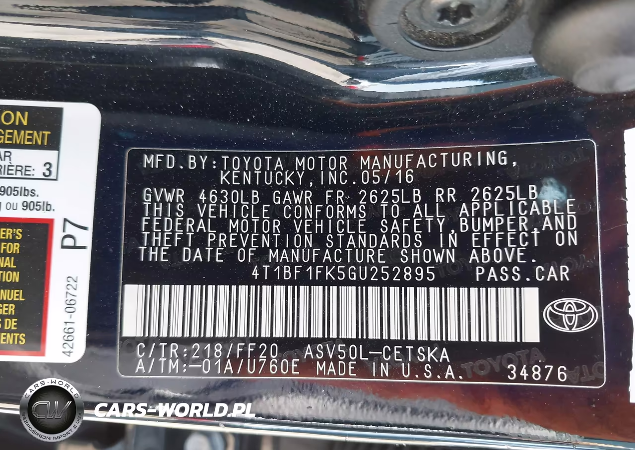 2016 Toyota Camry Se VIN:4T1BF1FK5GU252895 - 9