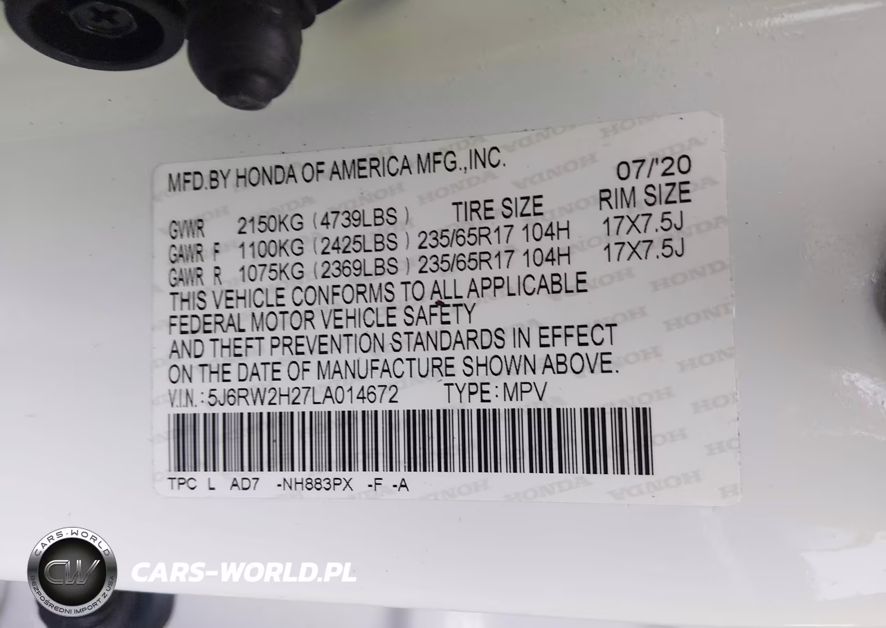 2020 Honda Cr-V Awd Lx VIN:5J6RW2H27LA014672 - 9