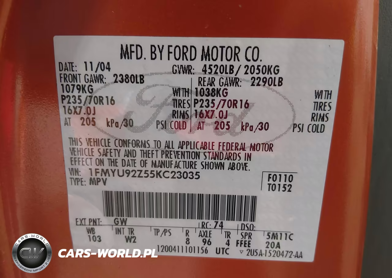2005 Ford Escape Xls VIN:1FMYU92Z55KC23035 - 9