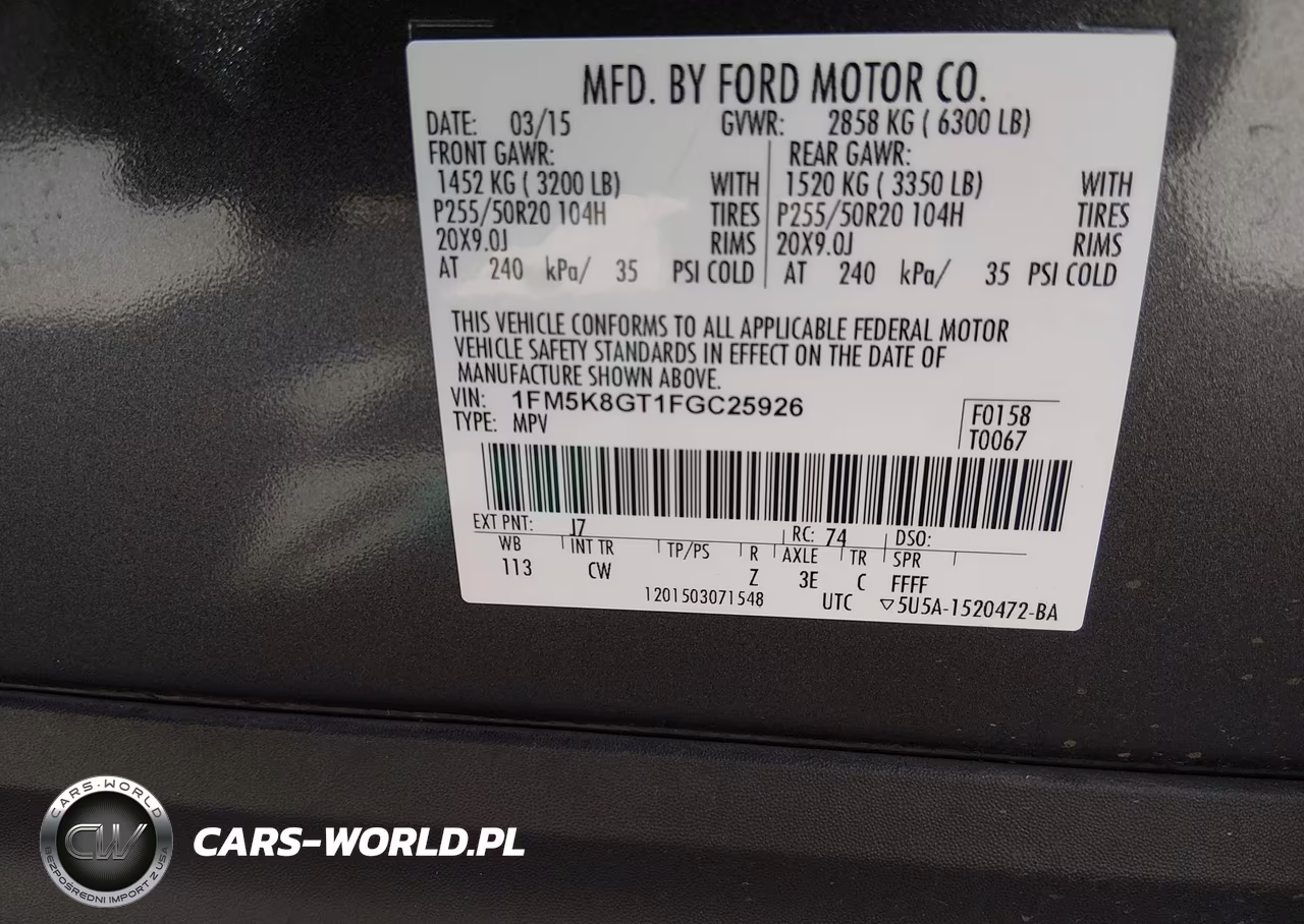 2015 Ford Explorer Sport VIN:1FM5K8GT1FGC25926 - 9