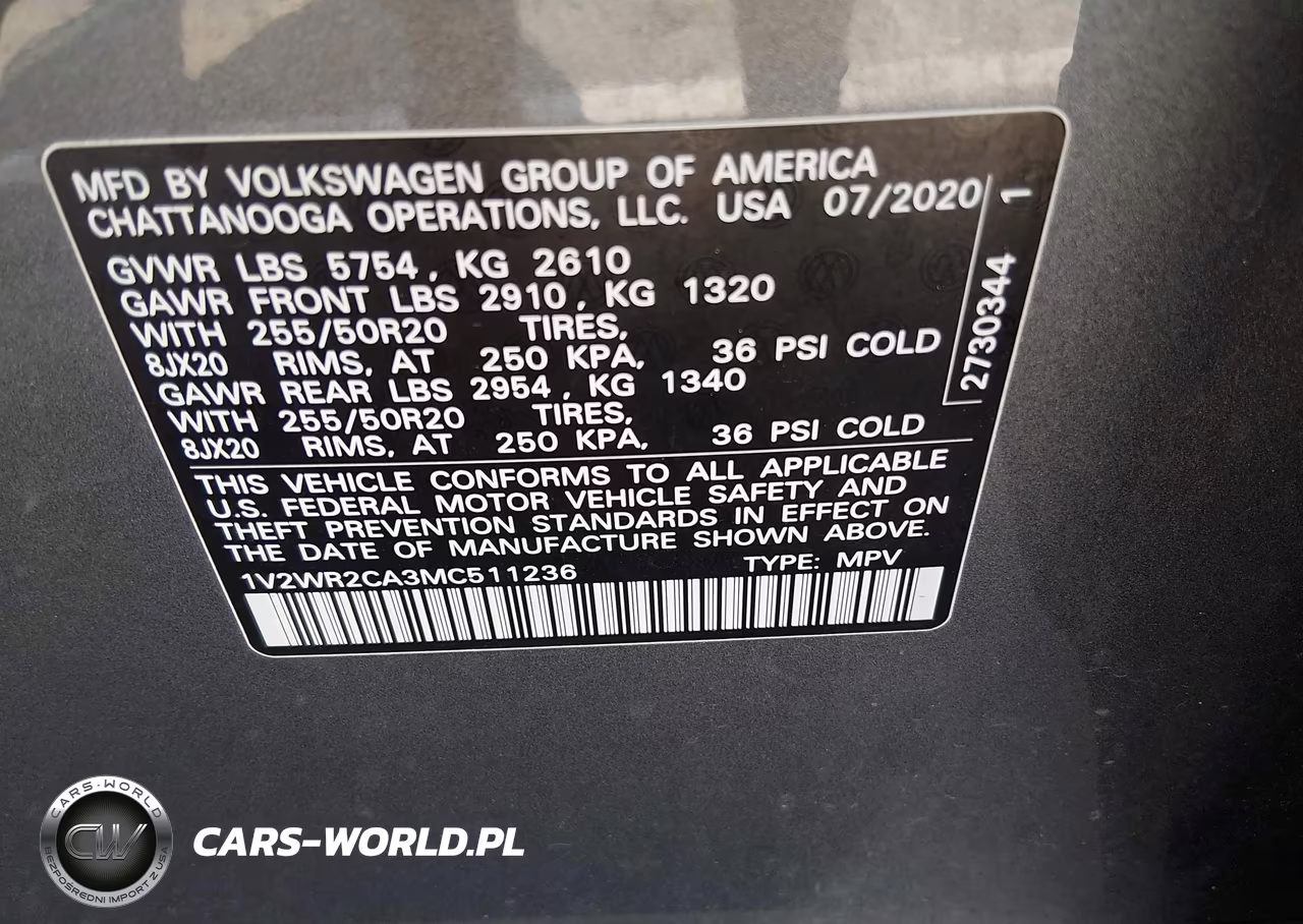 2021 Volkswagen Atlas 3.6L V6 Se W-Technology VIN:1V2WR2CA3MC511236 - 9