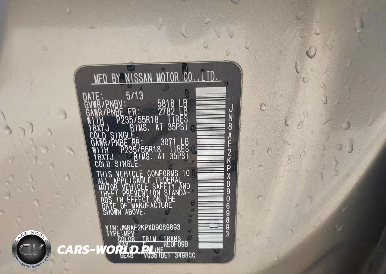 2013 Nissan Quest Sl VIN:JN8AE2KPXD9069893 - 9