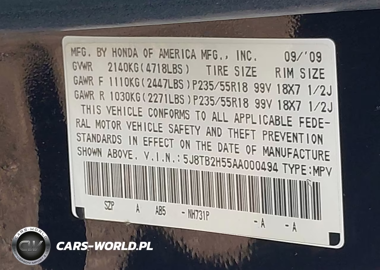 2010 Acura Rdx VIN:5J8TB2H55AA000494 - 9