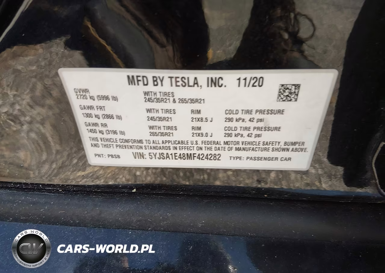 2021 Tesla Model S Performance Dual Motor All-Wheel Drive VIN:5YJSA1E48MF424282 - 9