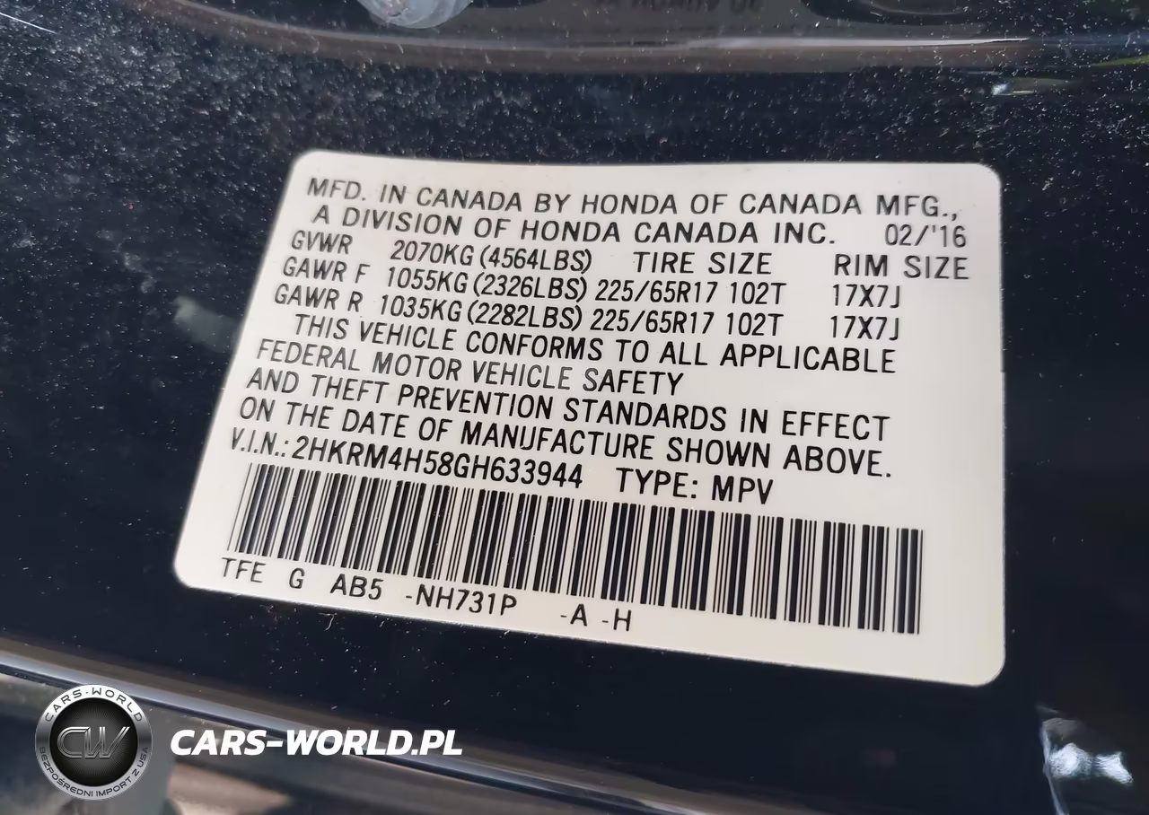2016 Honda Cr-V Ex VIN:2HKRM4H58GH633944 - 9