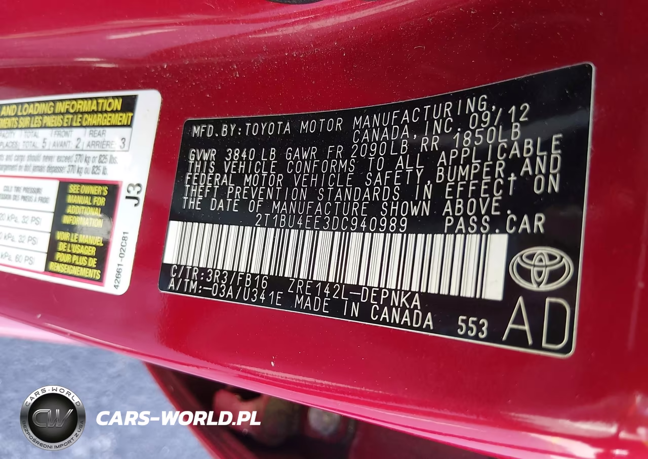 TOYOTA COROLLA VIN:2T1BU4EE3DC940989 - 9
