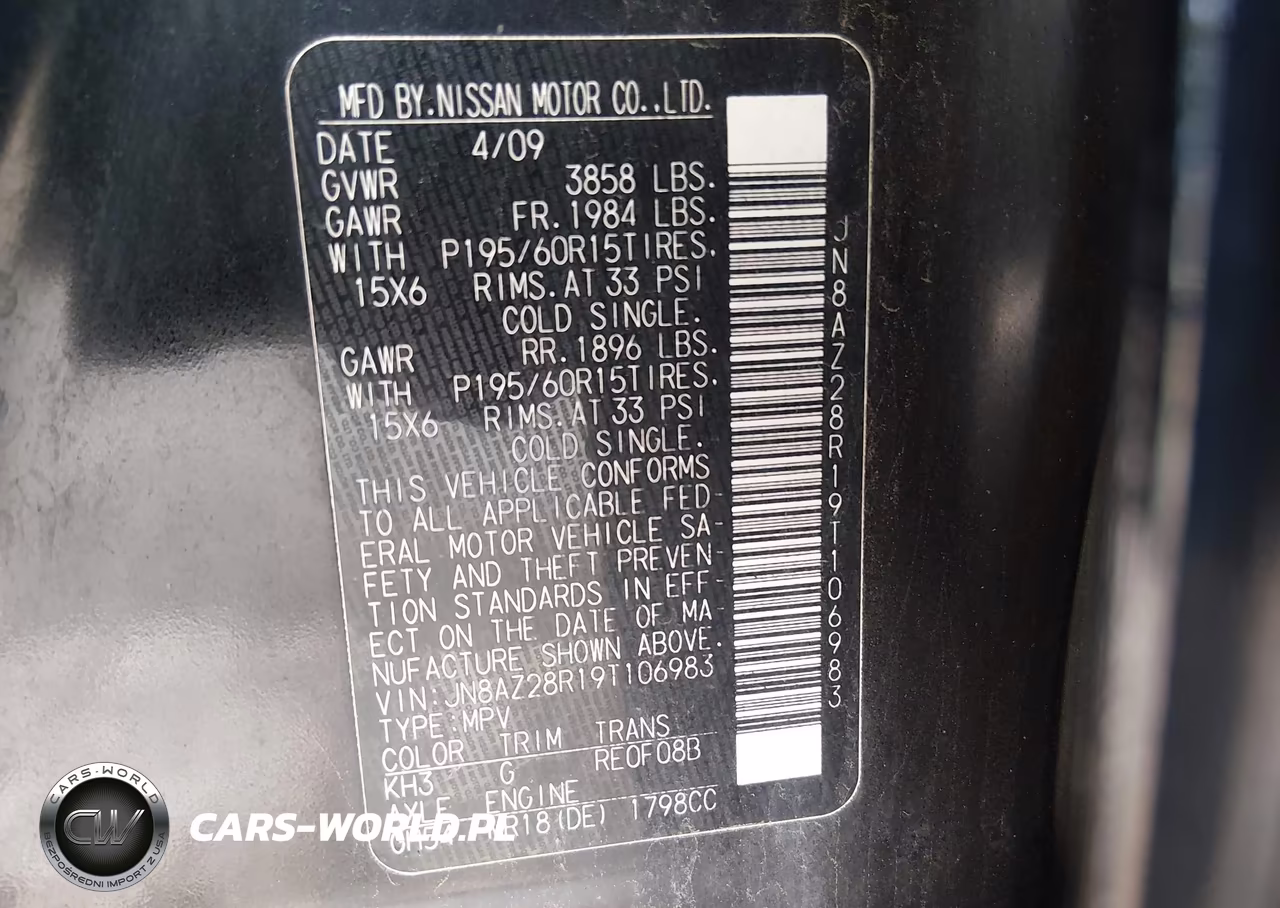 2009 Nissan Cube 1.8S VIN:JN8AZ28R19T106983 - 9