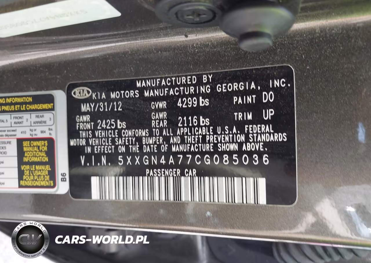 2012 Kia Optima Ex VIN:5XXGN4A77CG085036 - 9