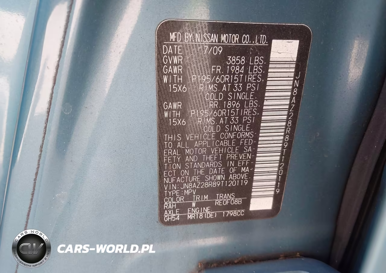 2009 Nissan Cube 1.8S VIN:JN8AZ28R89T120119 - 9