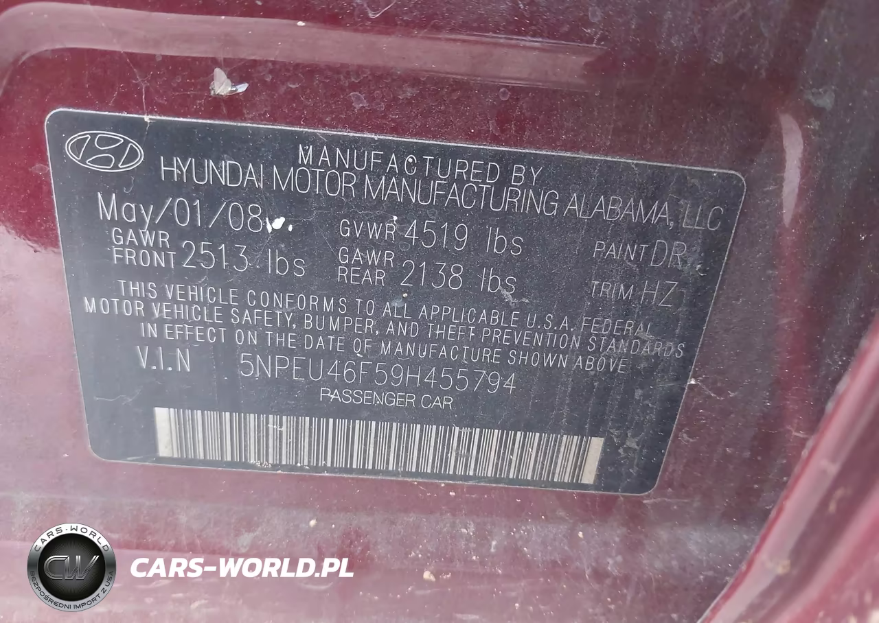 2009 Hyundai Sonata Se V6 VIN:5NPEU46F59H455794 - 9