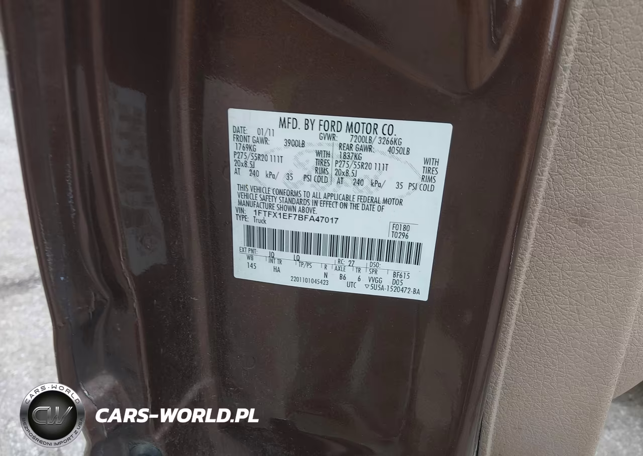 2011 Ford F-150 Lariat VIN:1FTFX1EF7BFA47017 - 9