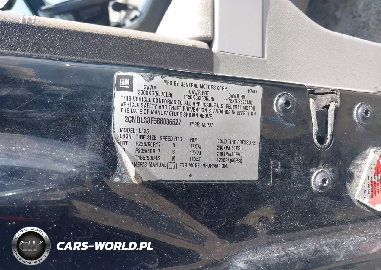 2008 Chevrolet Equinox Lt VIN:2CNDL33F586006627 - 9