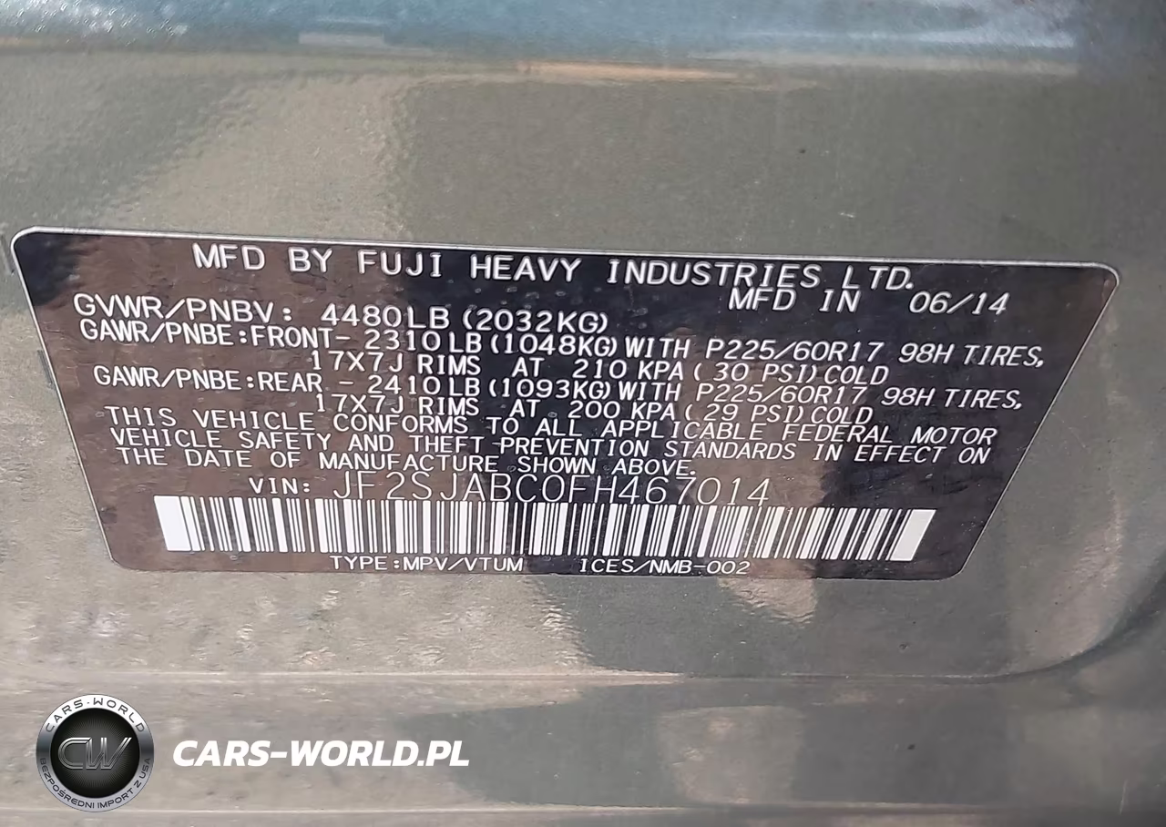 2015 Subaru Forester 2.5I VIN:JF2SJABC0FH467014 - 9