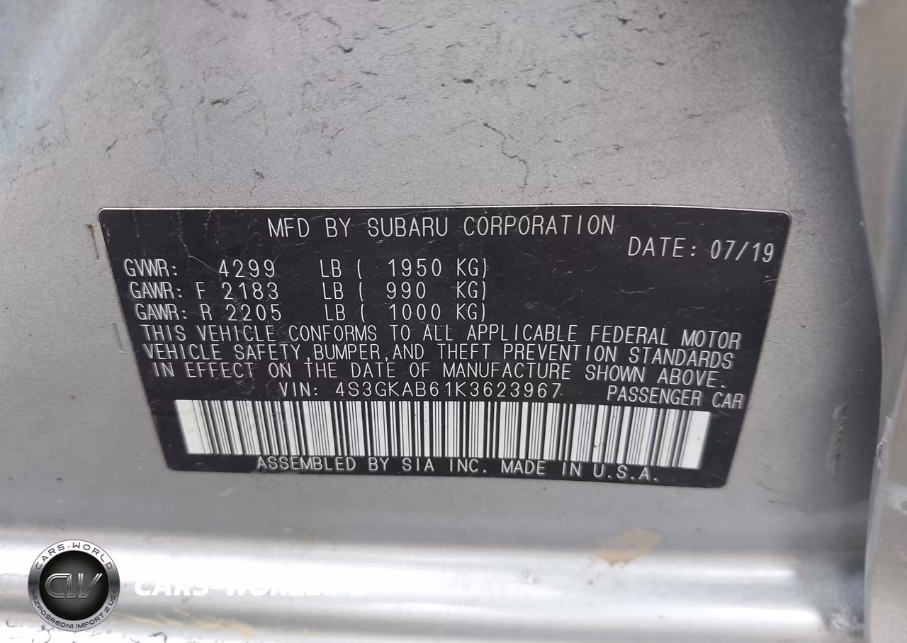 2019 Subaru Impreza 2.0I VIN:4S3GKAB61K3623967 - 9