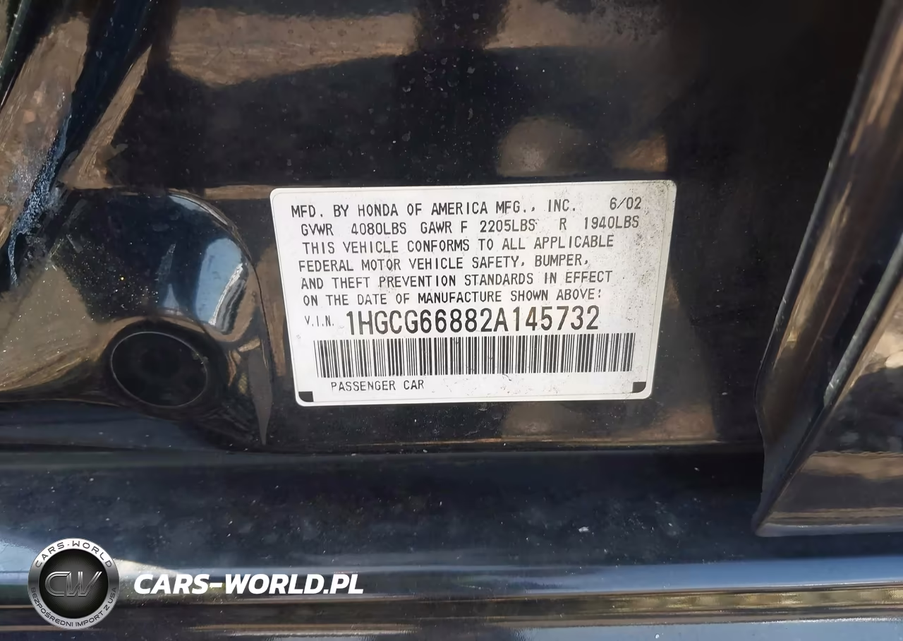2002 Honda Accord 2.3 Ex-2.3 Se VIN:1HGCG66882A145732 - 9