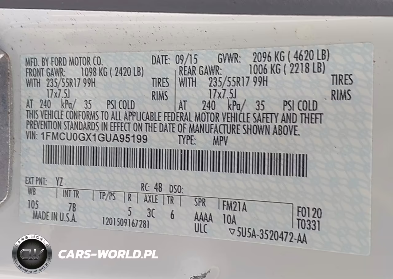 2016 Ford Escape Se VIN:1FMCU0GX1GUA95199 - 9
