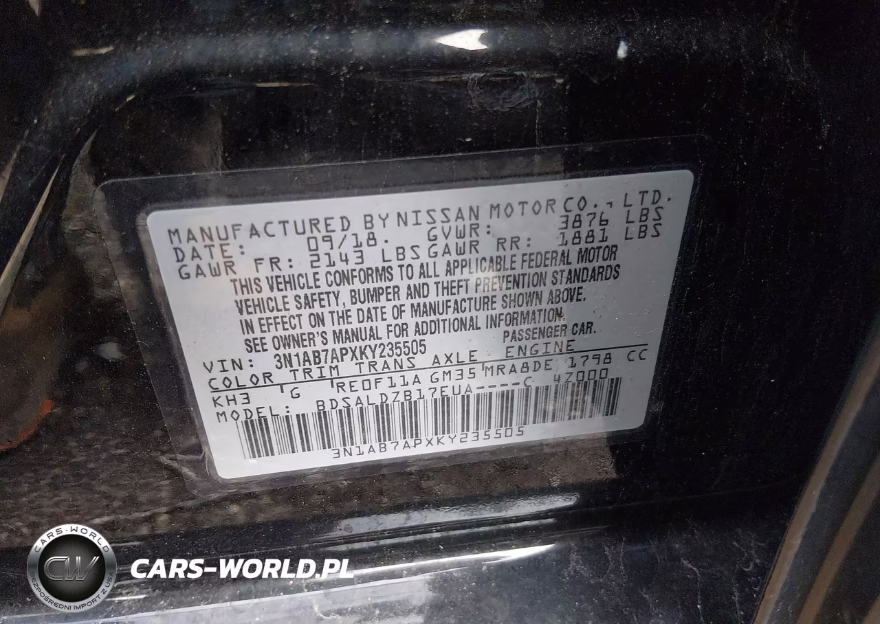 2019 Nissan Sentra Sv VIN:3N1AB7APXKY235505 - 9