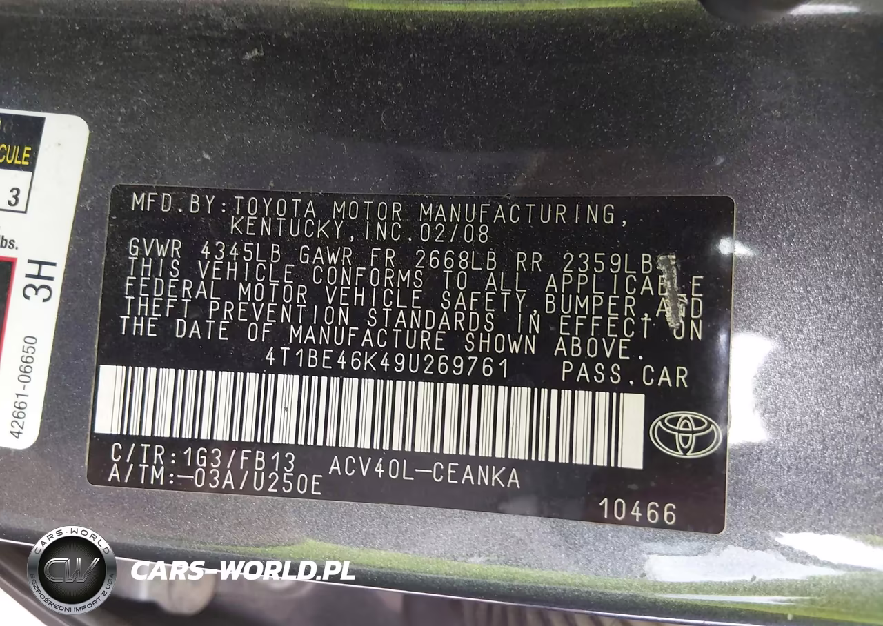 2009 Toyota Camry Le VIN:4T1BE46K49U269761 - 9