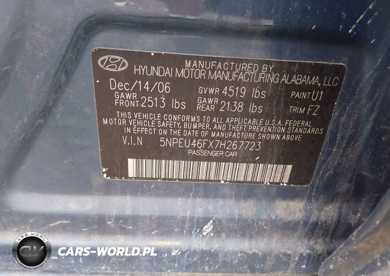 2007 Hyundai Sonata Limited-Limited W-Xm-Se-Se W-Xm VIN:5NPEU46FX7H267723 - 9